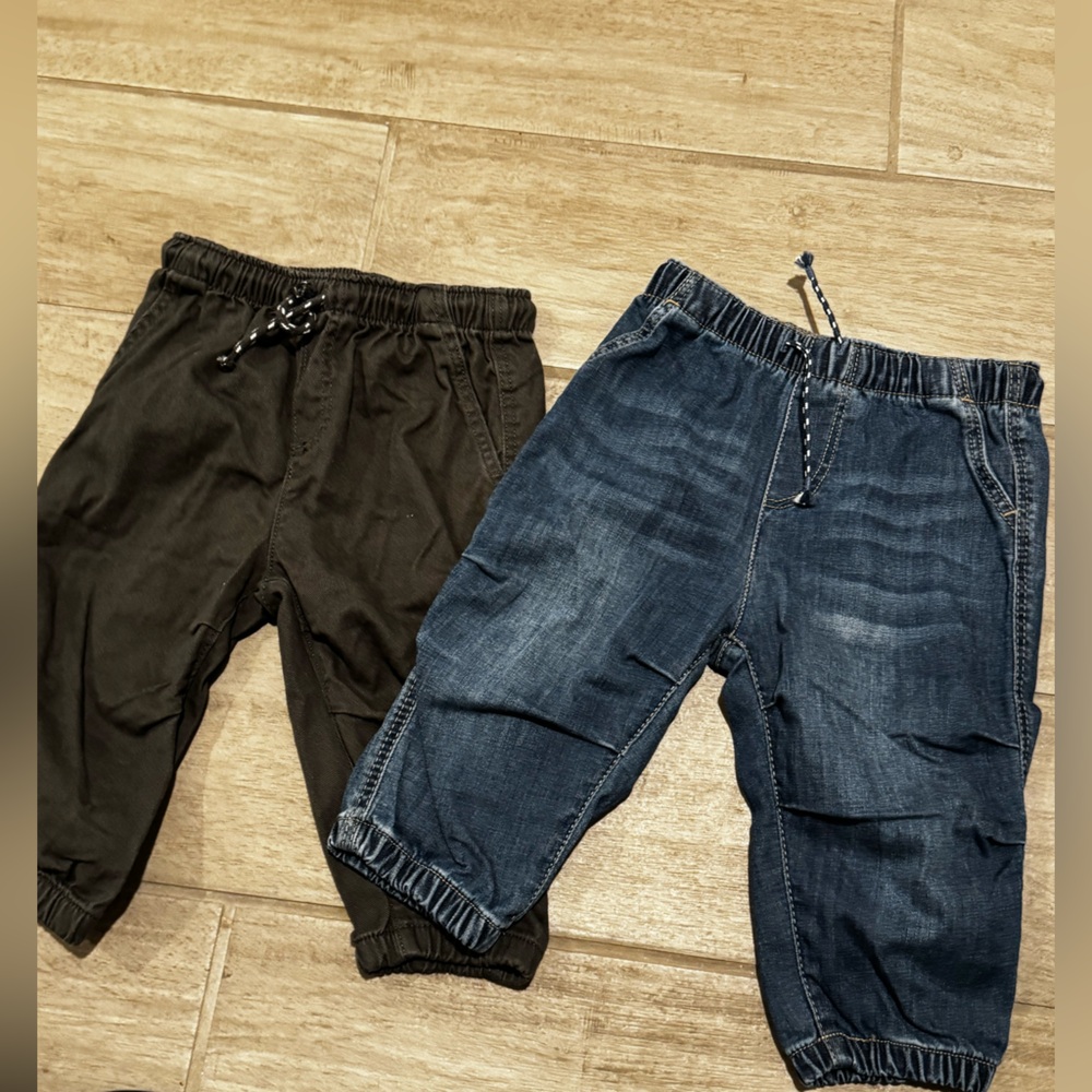 H & M Black and Blue Jogger Pants Set 9M - EUC